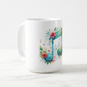 Mug Notes de musique et fleurs (Devant gauche)