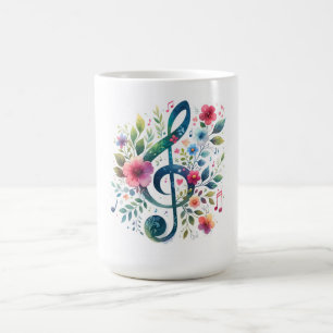 Mug Notes de musique et fleurs
