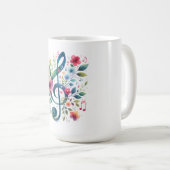 Mug Notes de musique et fleurs (Devant droit)