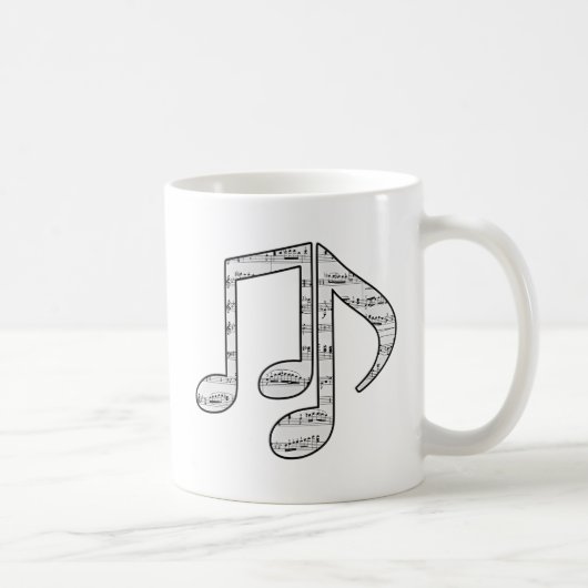 Mug Notes de musique noir et blanc (Droite)