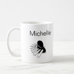 Mug Notes de Musique Noir et Blanc Simples Nom Personn