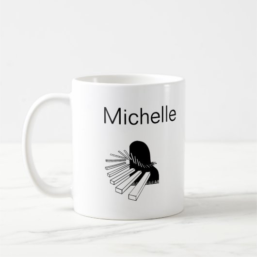 Mug Notes de Musique Noir et Blanc Simples Nom Personn (Gauche)