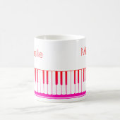 Mug Notes de musique pour piano Nom de script noir bla (Centre)