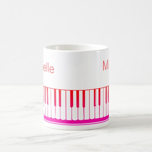 Mug Notes de musique pour piano Nom de script noir bla (Centre)