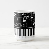 Mug Notes de musique pour piano Nom de script noir bla (Centre)