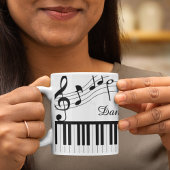 Mug Notes de musique pour piano Nom de script noir bla
