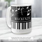 Mug Notes de musique pour piano Nom de script noir bla