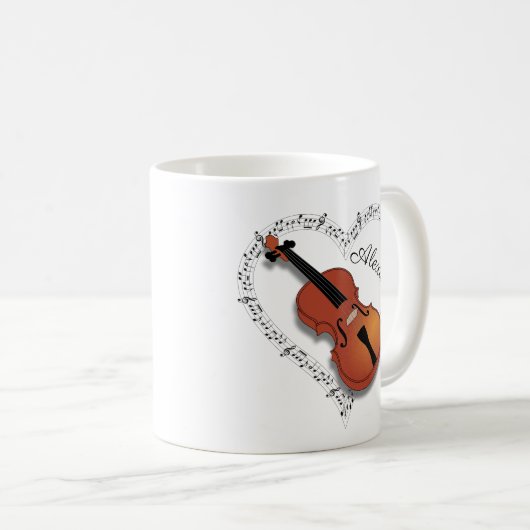 Mug Notes de musique violon (Devant droit)
