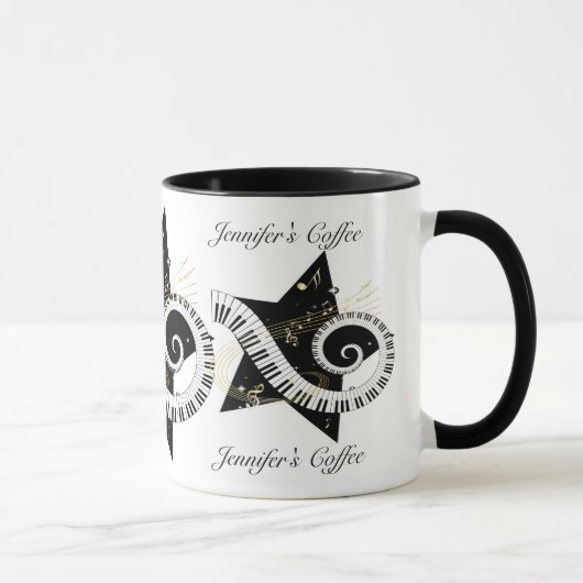 Mug Notes d'or personnalisées d'étoile musicale (Droite)