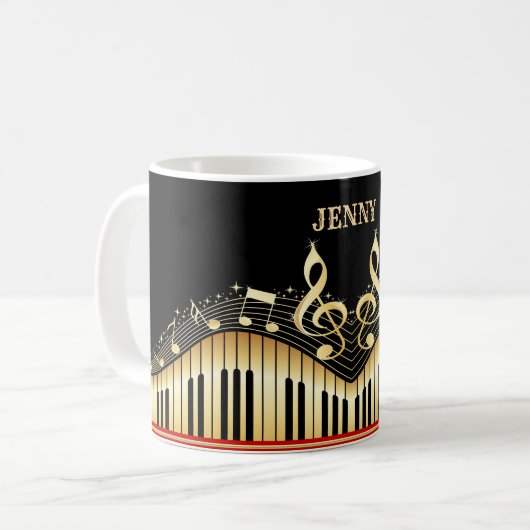 Mug Notes Et Clé De Musique Gold Et Black (Devant gauche)