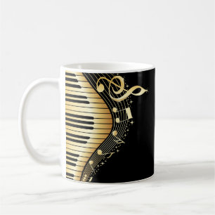 Mug Notes Et Clé De Musique Noire Et D'Or Sparkly