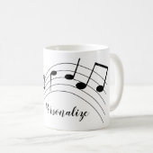 Mug Notes musicales Black Grey Stylish Personnalisé (Devant droit)