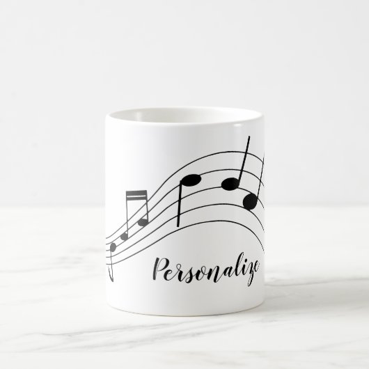 Mug Notes musicales Black Grey Stylish Personnalisé (Centre)