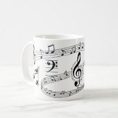 Mug Notes musicales Chanteur musicien Moderne Noir Bla (Devant gauche)