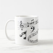 Mug Notes musicales Chanteur musicien Moderne Noir Bla (Gauche)