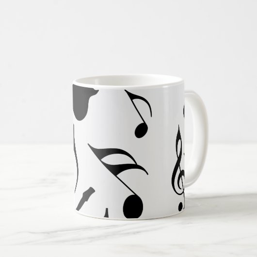 Mug Notes musicales - conception de musique de feuille (Devant droit)