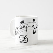Mug Notes musicales Couleur personnalisée du monogramm (Devant gauche)