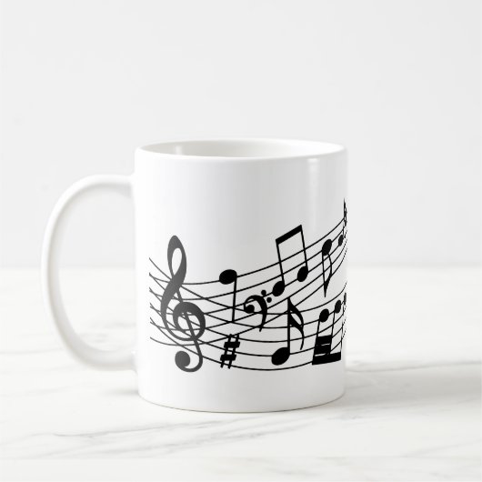 Mug Notes musicales Couleur personnalisée du script mo (Gauche)
