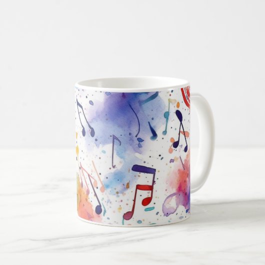 Mug Notes musicales d'aquarelle (Devant droit)