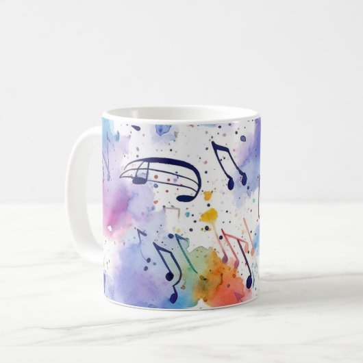 Mug Notes musicales d'aquarelle (Devant gauche)