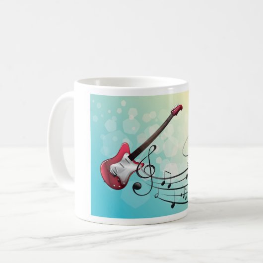 Mug Notes musicales de guitare électrique (Devant gauche)