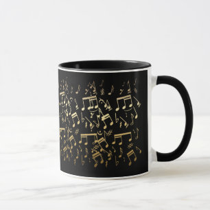 Mug Notes musicales d'or sur l'arrière - plan noir