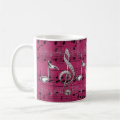 Mug Notes musicales en argent Fuchsia Sheet Music (Gauche)