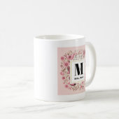 Mug Notes musicales et fleurs Style rétro Monogramme (Devant droit)
