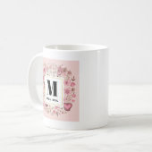 Mug Notes musicales et fleurs Style rétro Monogramme (Devant gauche)