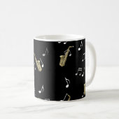 Mug Notes musicales et saxophones Jazzy  (Devant droit)