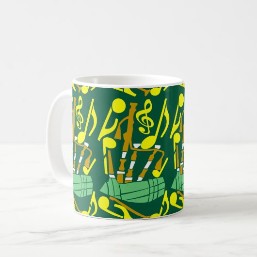 Mug Notes musicales jaunes Bagpipes (Devant gauche)