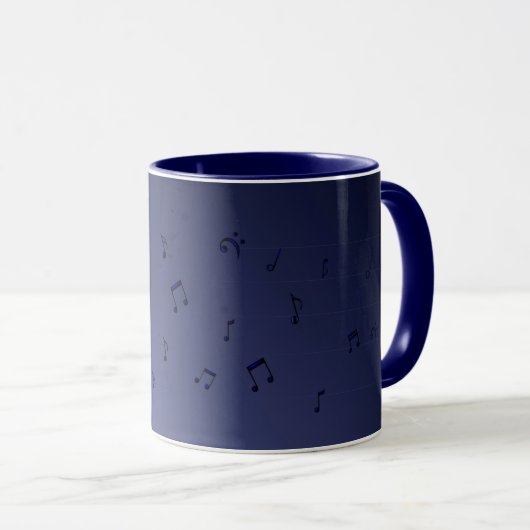 Mug Notes musicales Marine (Devant droit)