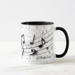 Mug Notes musicales noires et grises personnalisées<br><div class="desc">Grand le cadeau noir et gris personnalisé de notes musicales pour n'importe quel musicien de mélomane ou étudiant de musique entièrement personnalisé avec le nom de votre choix si vous avez besoin de l'aide avec customiser le texte ou voudriez une variation de la conception, svp nous contactent par le magasin...</div>