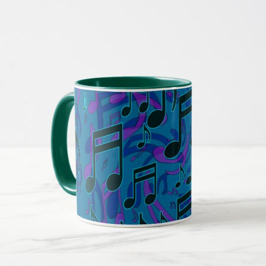 Mug Notes musicales Tourbillonnant Motif musical bleu  (Devant gauche)