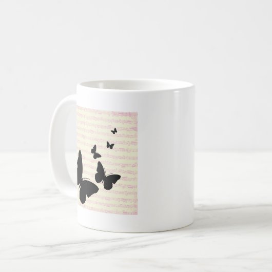 Mug Notes papillon et rose (Devant gauche)