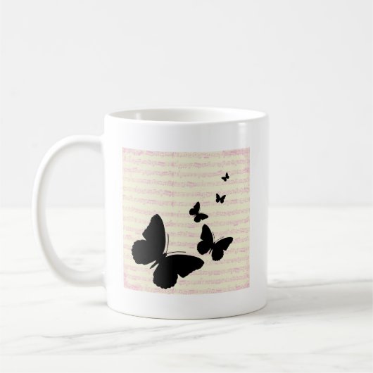 Mug Notes papillon et rose (Gauche)