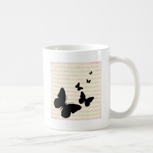 Mug Notes papillon et rose (Droite)