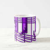 Mug Notes pourpres de musique de clavier de piano (Devant droit)