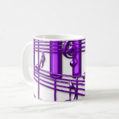 Mug Notes pourpres de musique de clavier de piano (Devant gauche)