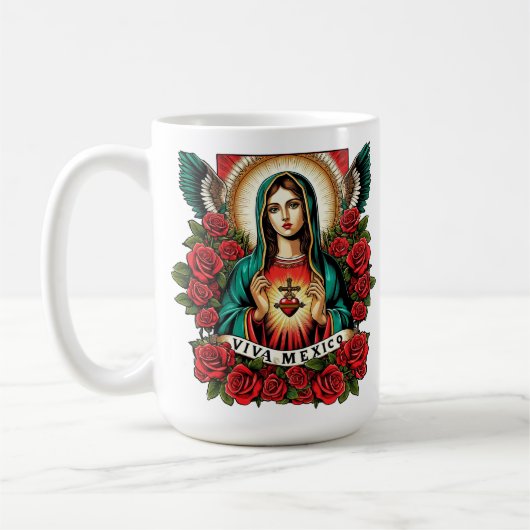 Mug Notre-Dame de Guadalupe Mère Mary Viva Mexique art (Gauche)