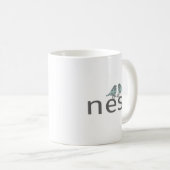Mug Notre nid deux oiseaux gris bleu (Devant droit)