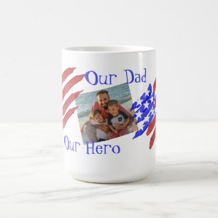 Mug Notre Papa Notre Héros Photo Drapeau Étoiles & Ray