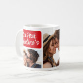 Mug Notre premier collage photo de la Saint-Valentin e (Devant gauche)
