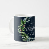 Mug notre premier mariage de couronne de noël faire-pa (Devant gauche)