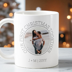 Mug Notre Premier Noël Couple 2 Photo Minimal Vacances