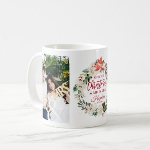 Mug Notre premier Noël en tant que Monsieur Mme Floral