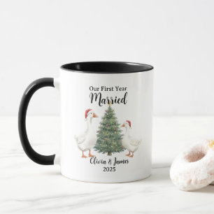 Mug Notre première année de mariage Canard de Noël per