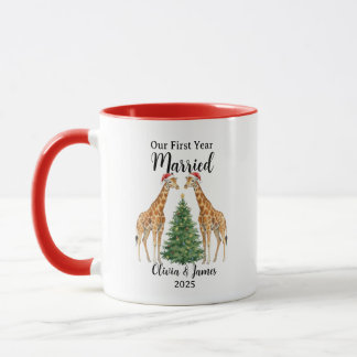 Mug Notre première année de mariage Oie Noël personnal