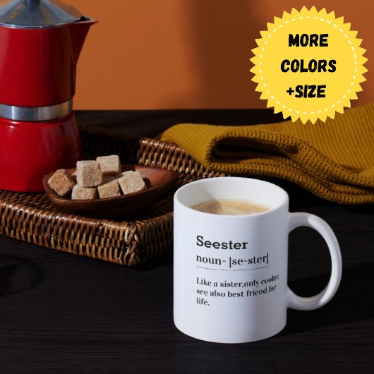 Mug Noun Seester Typographie Drôle Gras Noir & Blanc
