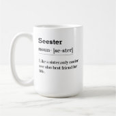 Mug Noun Seester Typographie Drôle Gras Noir & Blanc (Gauche)